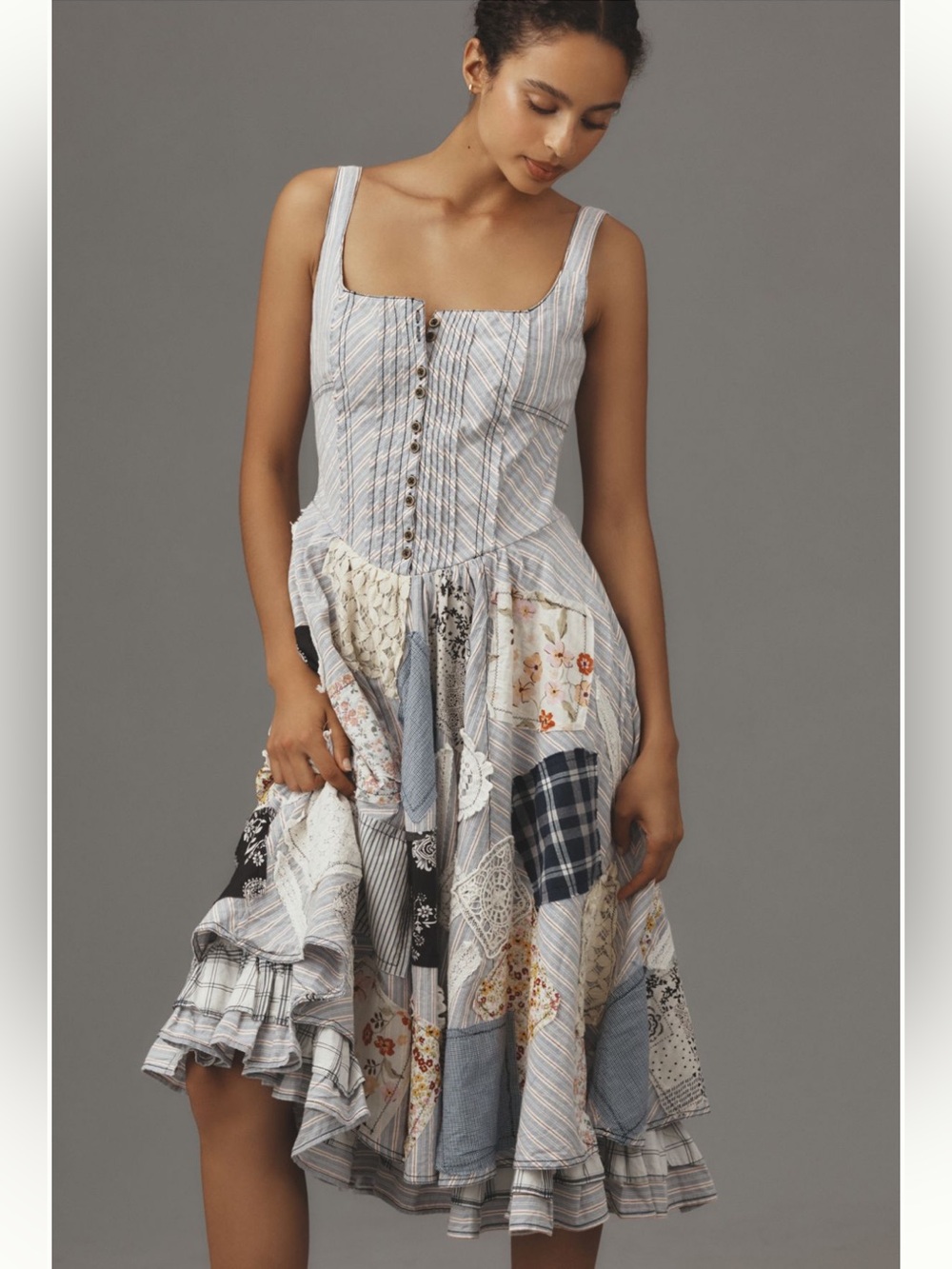 Anthropologie The Jenna Drop-Waist Midi Dress by Pilcro